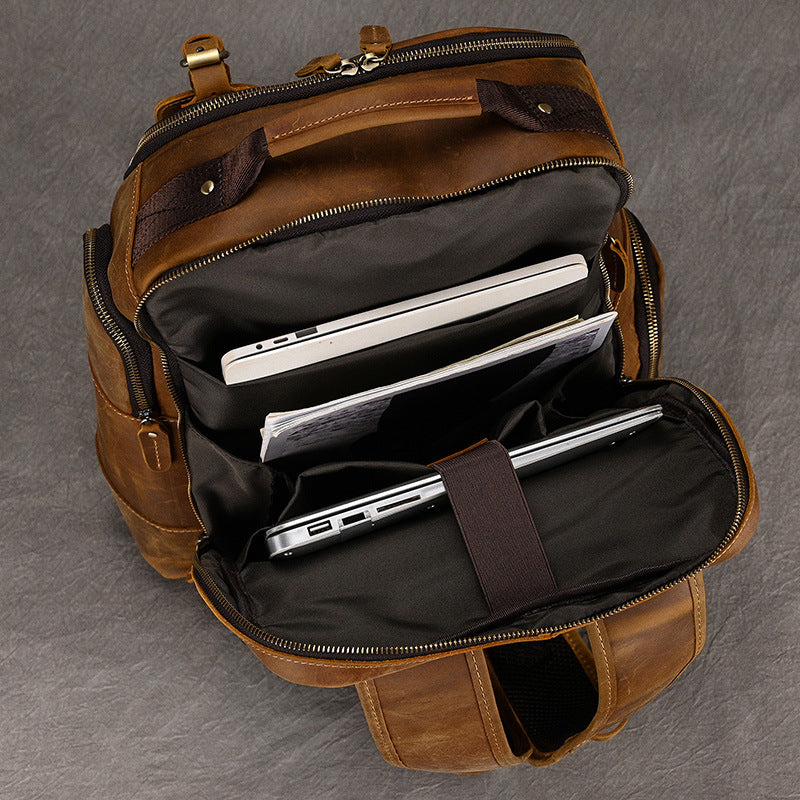 Men's Large Capacity Retro Crazy Horse Business Backpacks
