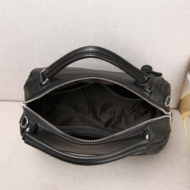 Women's Genuine Leather Portable Litchi Pattern First Handbags