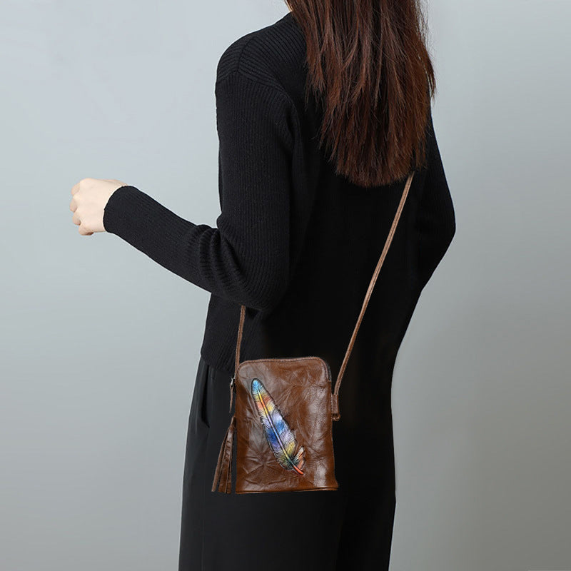 Women's Genuine Leather First Layer Cowhide Personality Crossbody Bags