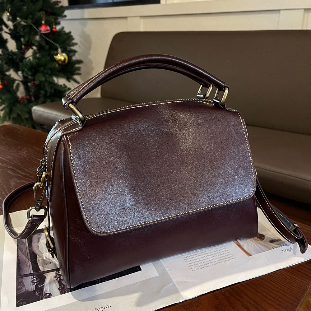 Women's Soft Leather Retro Boston Live Portable Crossbody Bags