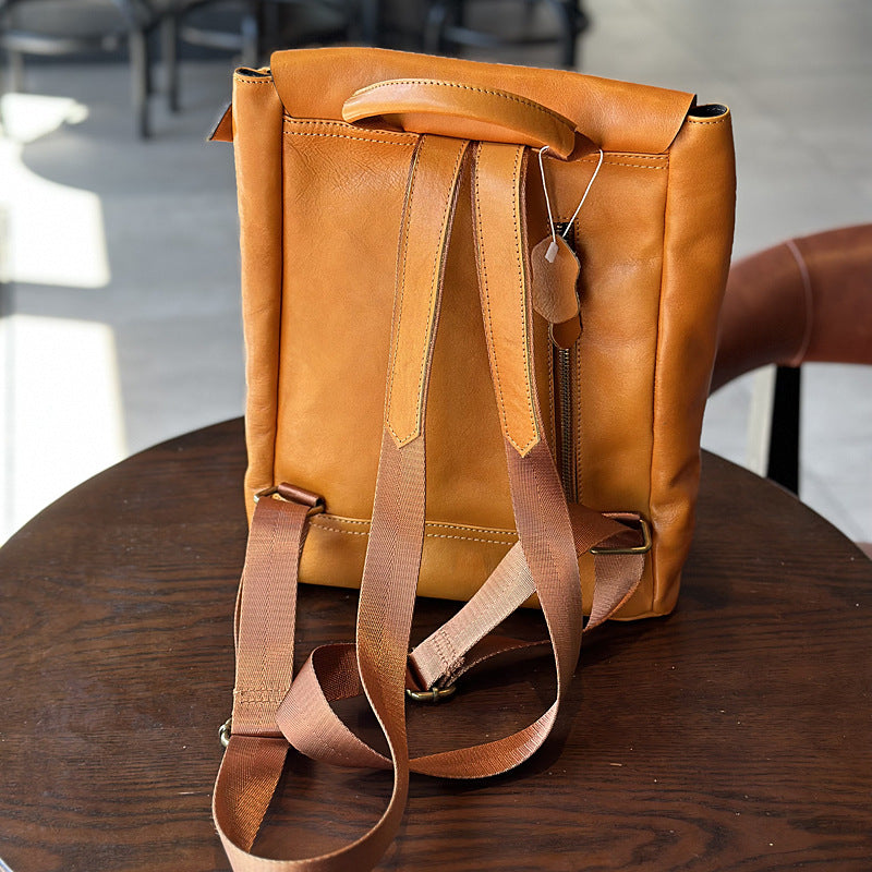 Women's Leather Large Capacity Retro Artistic Vegetable Backpacks