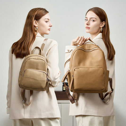 Women's College Portable Computer Lightweight High-grade Leather Backpacks