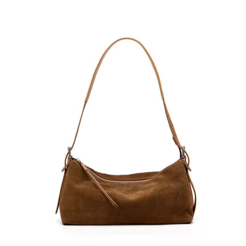 Strap Genuine Leather Cowhide Frosted Suede Shoulder Bags