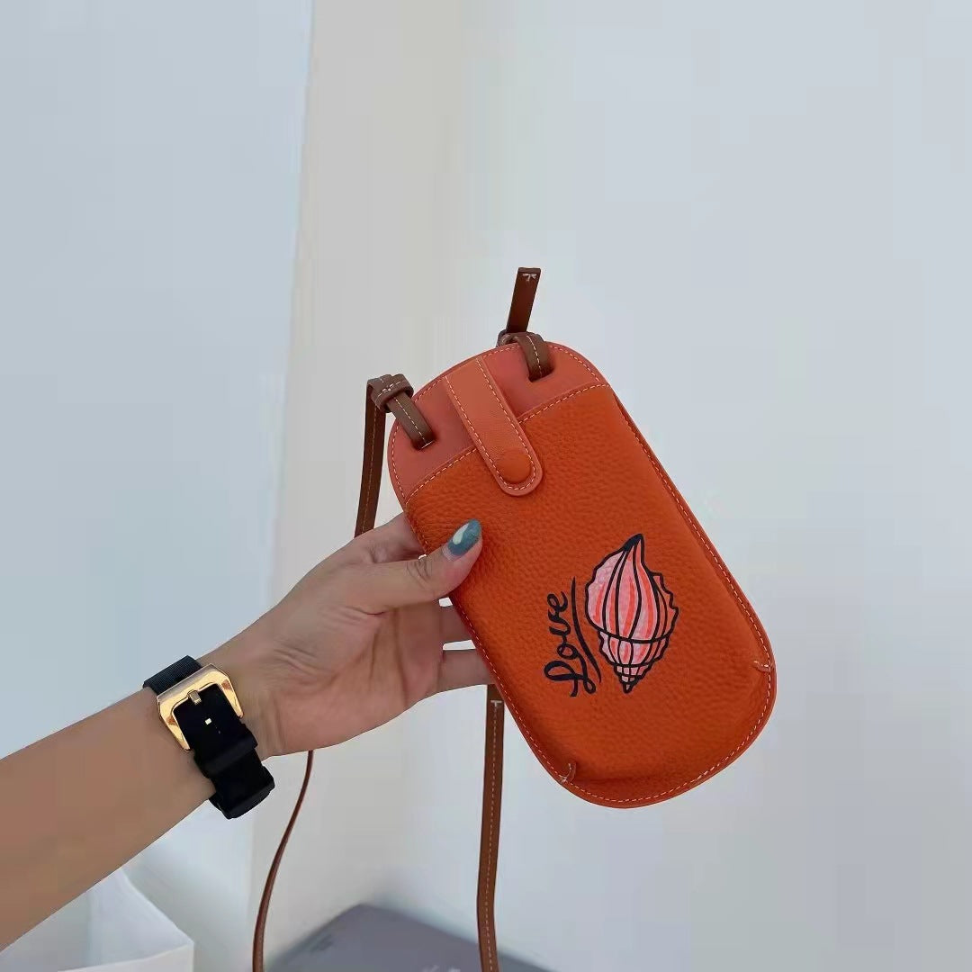Women's First Layer Cowhide Mini Vertical Mobile Shoulder Bags