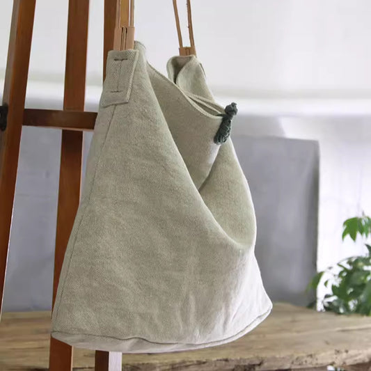 Canvas Artistic Cloth Handmade Buttonhole Loop Shoulder Bags