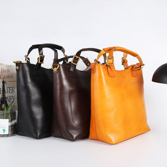 Women's Retro Handmade Vegetable Tanned Leather Large Handbags