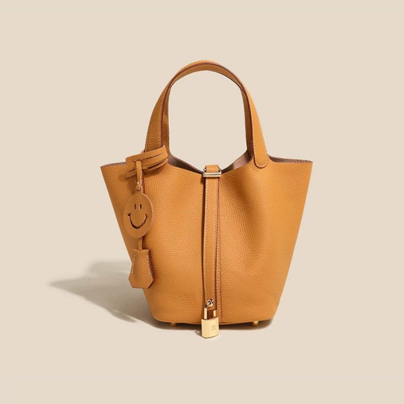 Women's Layer Cowhide Vegetable Basket Versatile Genuine Handbags