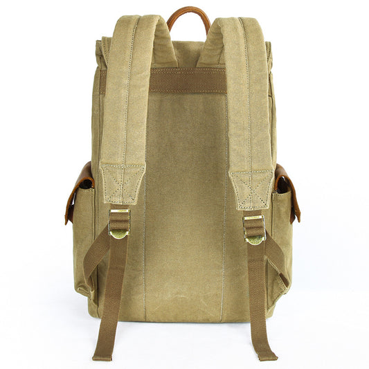 Men's Cotton Retro Crazy Horse Leather Canvas Backpacks