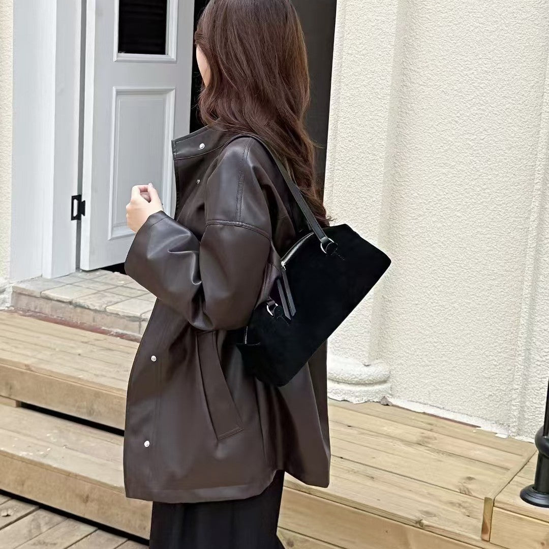 Leather Portable French Boston Bowling Large Bags