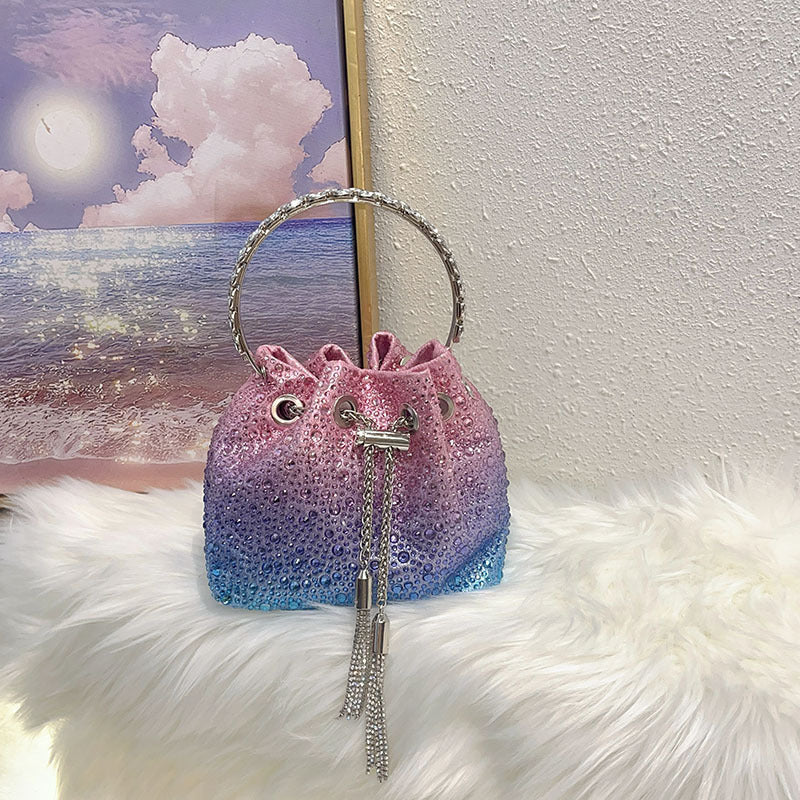 Shiny Colorful Crystals Polka Dot Niche High Handbags