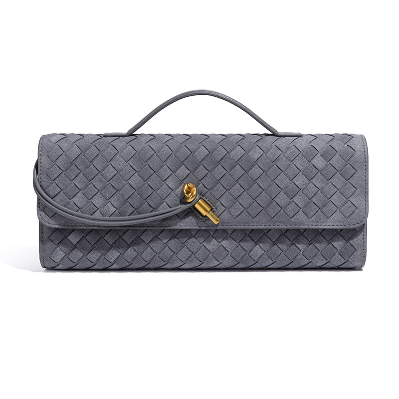 High-grade Hand-woven Dinner File Frosted Horizontal Crossbody Bags
