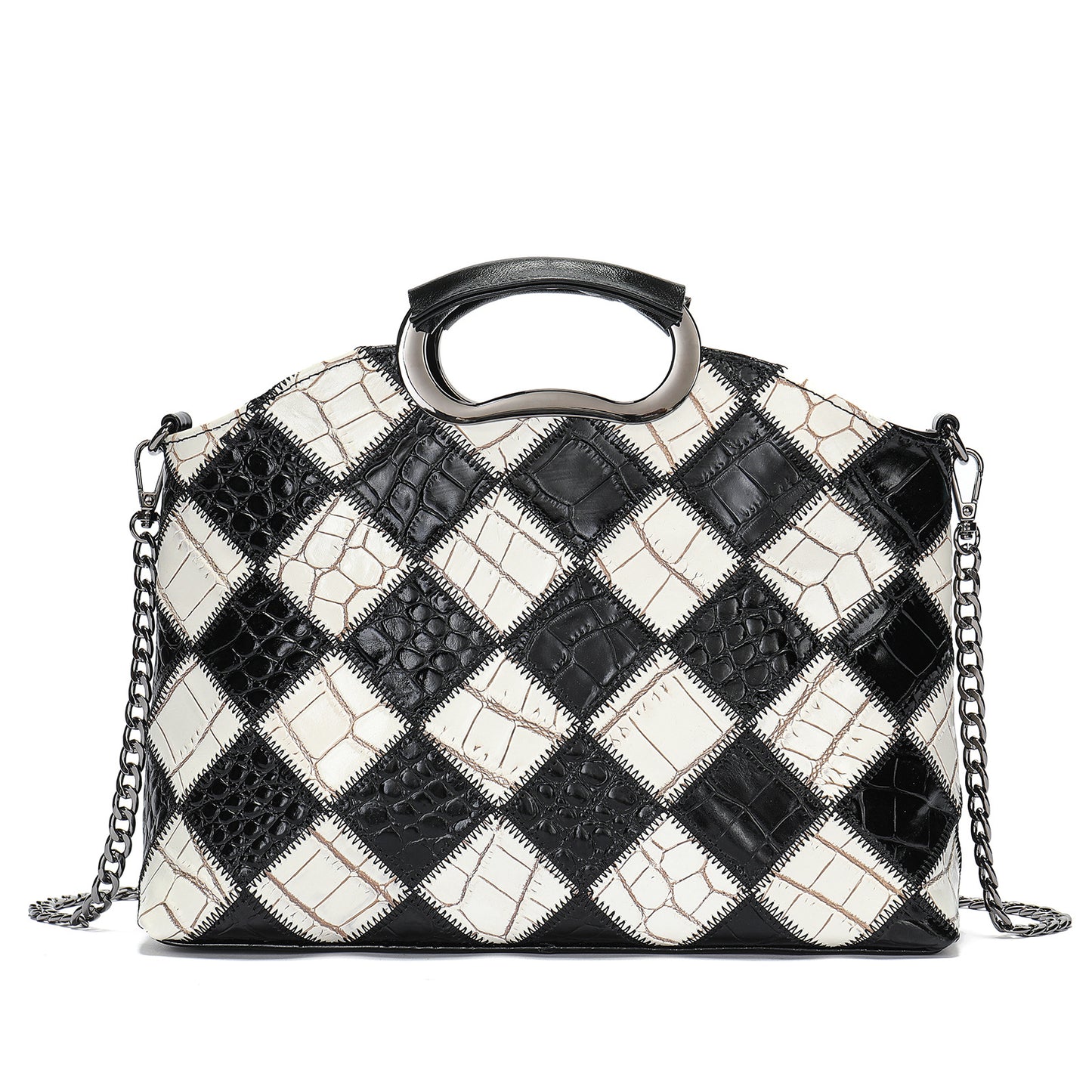Women's Cowhide Large Capacity Leather Retro Patchwork Bags