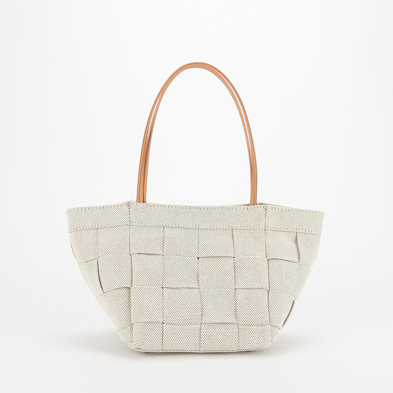 Female Niche Hand-woven Simple Fashion Canvas Shoulder Bags