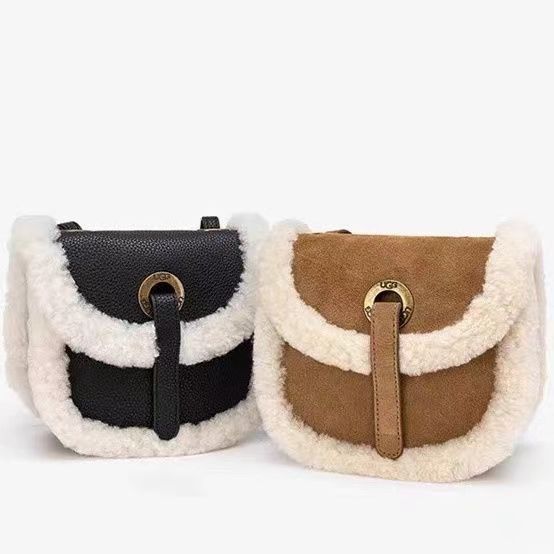 Women's Suede Saddle Fur Lamb Plush Shoulder Bags