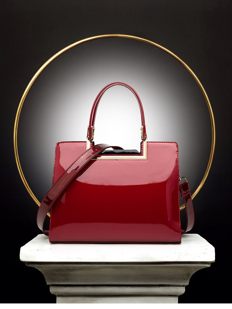 Women's Mother's High-grade Contrast Color Platinum Patent Handbags
