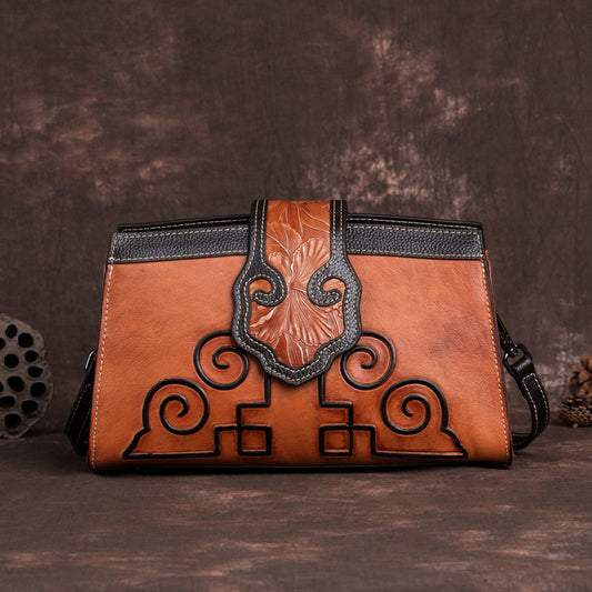Women's Retro First Layer Cowhide Brushed Shoulder Bags