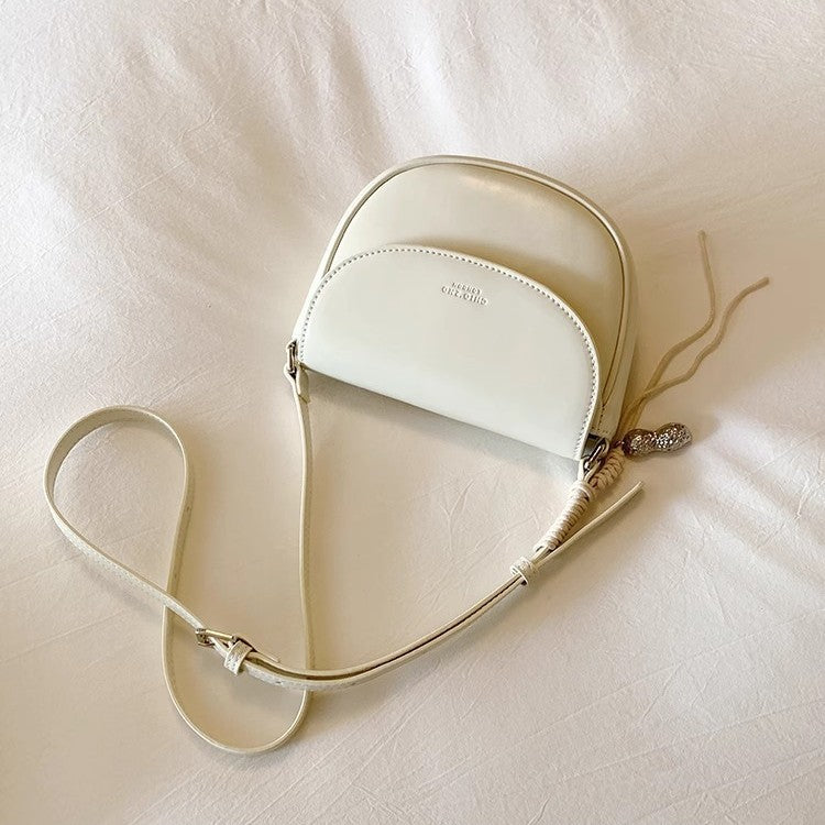 Women's Half Sugar Milk Chestnut Saddle Summer Crossbody Bags