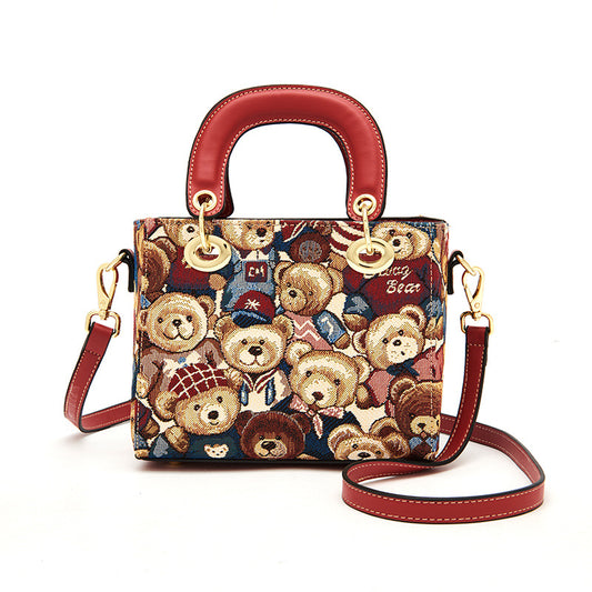 Women's Summer Bear Attachment Diana Cute Fashion Crossbody Bags