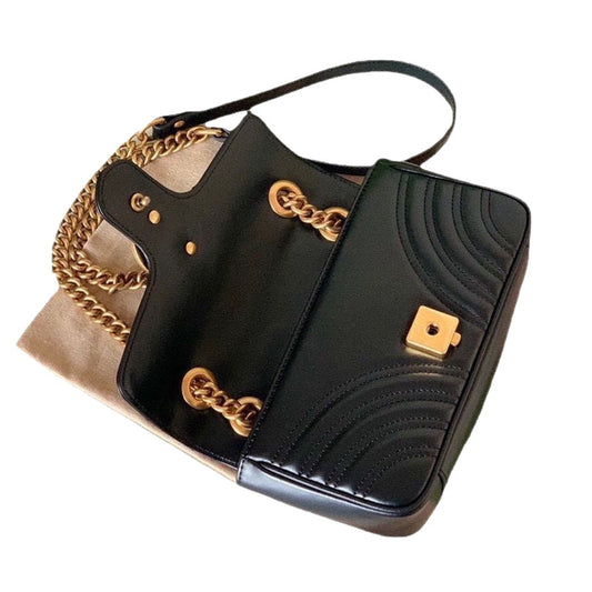 Women's Home Size Ma Meng Genuine Leather Heart-shaped Wave Crossbody Bags