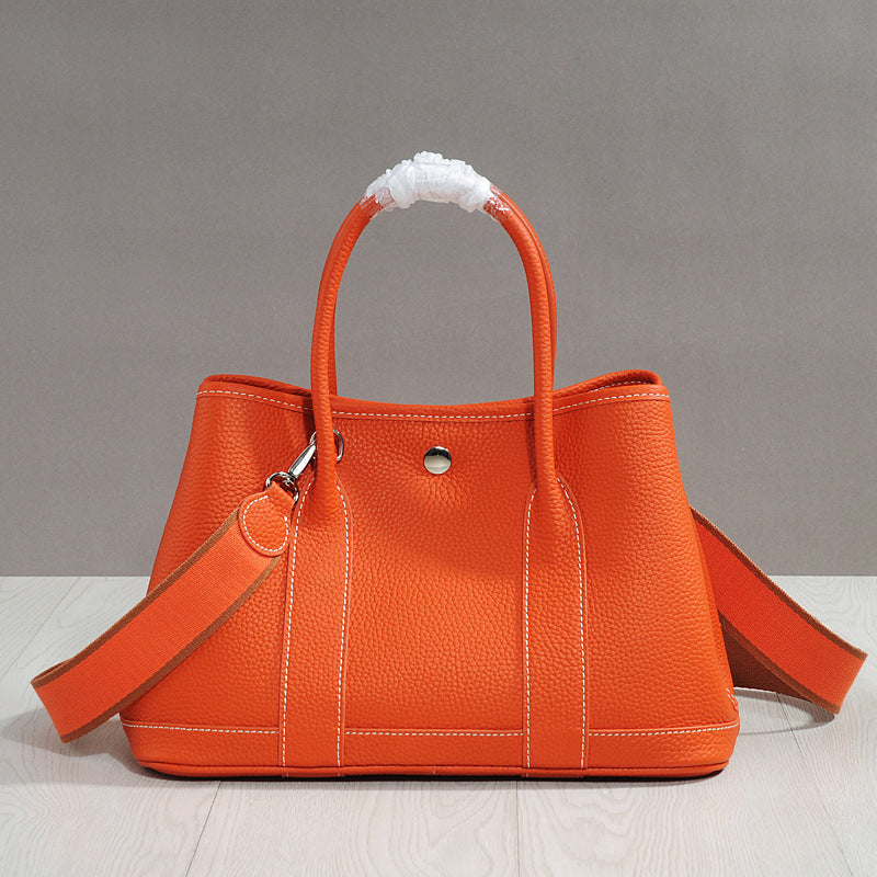 Women's Cowhide Leather Portable Big Shopping Shoulder Bags
