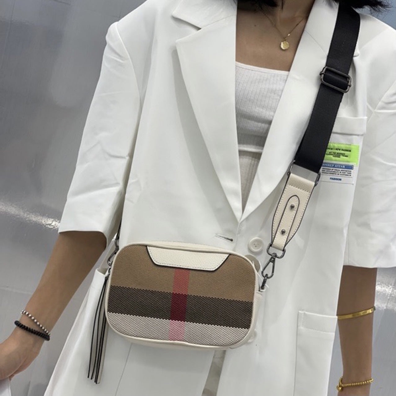 Trendy Fashion Cowhide Diagonal Versatile Canvas Crossbody Bags