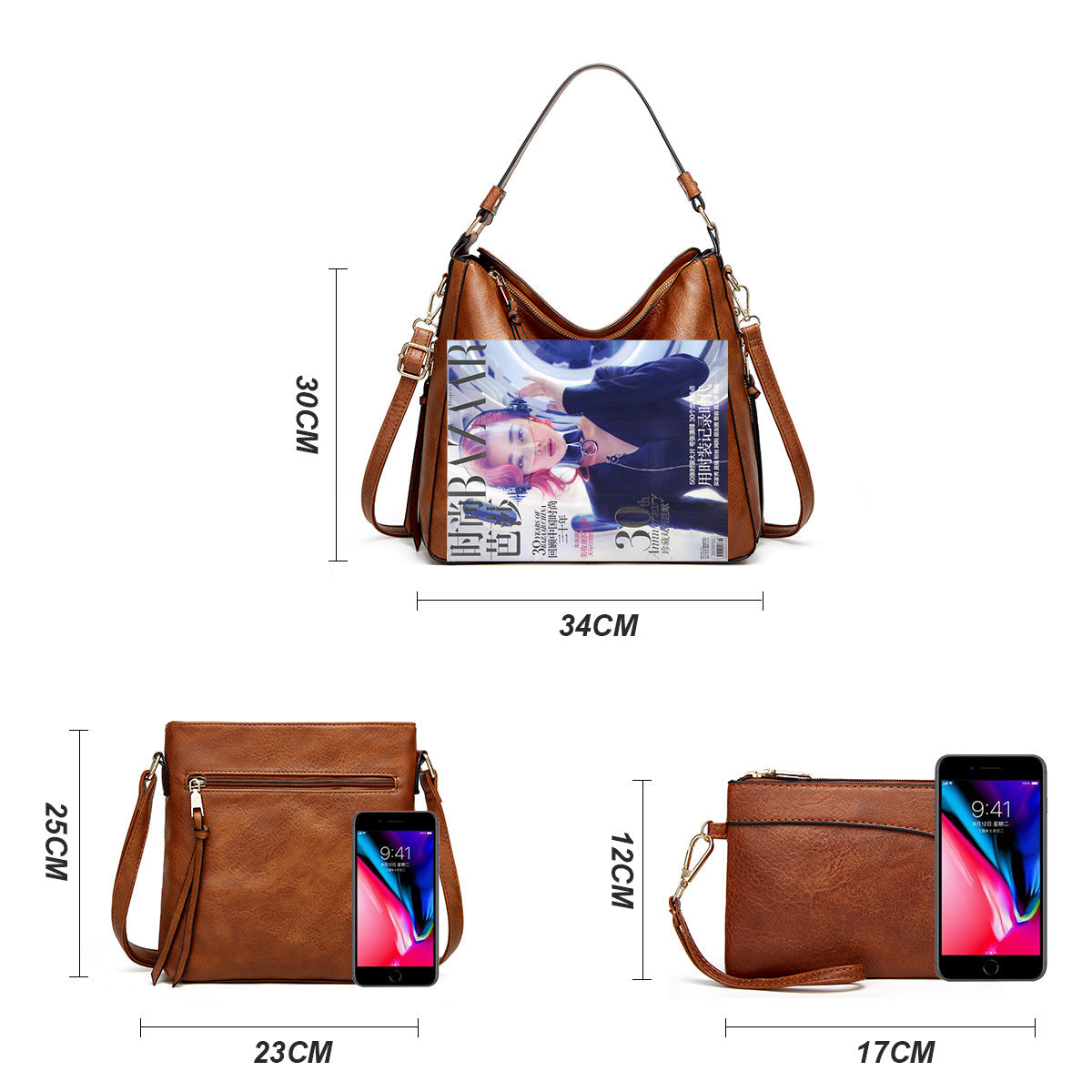 Women's Fashion Soft Leather Large Capacity Mother Shoulder Bags
