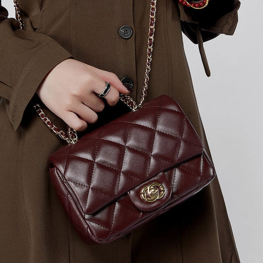 Women's Summer Rhombus Chain Versatile Genuine Leather Bags