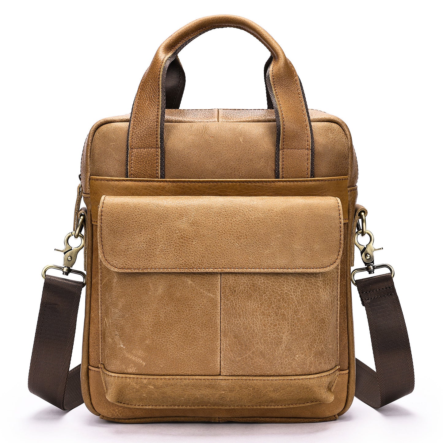 Men's First Layer Cowhide Portable Vertical Business Shoulder Bags