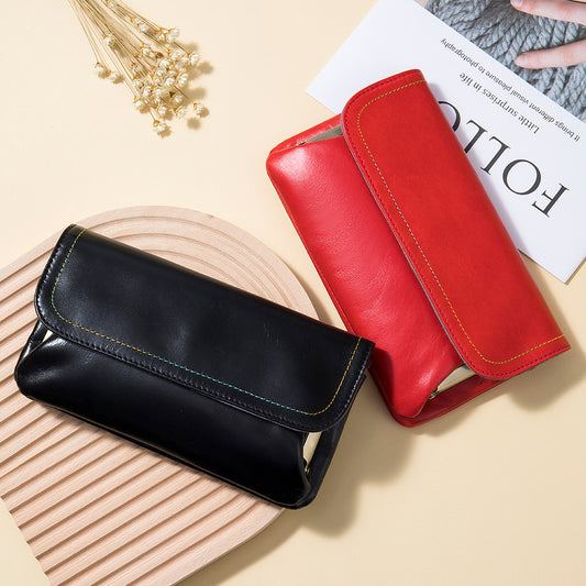 Oil Wax Skin Long Large Capacity Retro Handbags