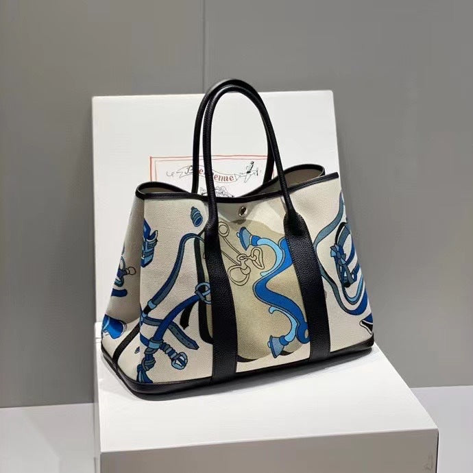 Inch Iti Painted Canvas Stitched Cowhide Large Shoulder Bags