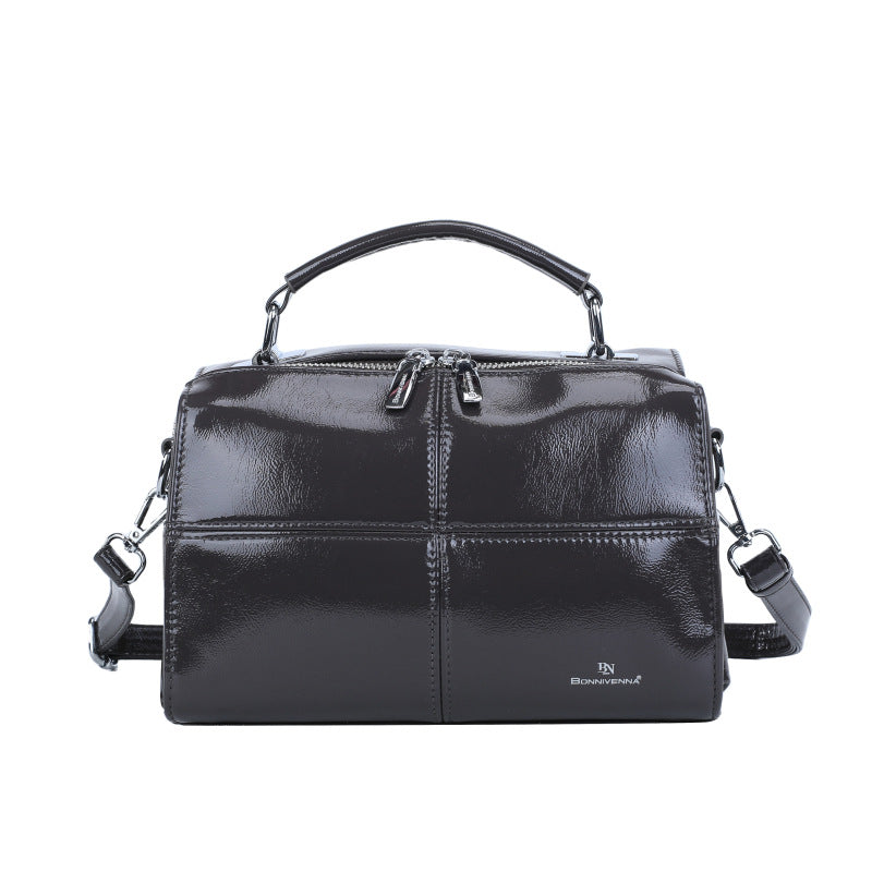 Women's Wax Skin Moon Large Capacity Versatile Wide Bags