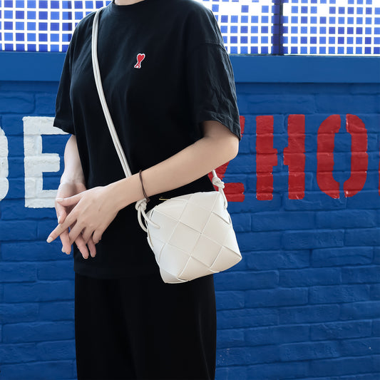 Women's Spring Genuine Leather Diamond Pattern Commute Soft Crossbody Bags