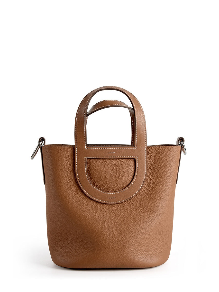 Women's Cowhide Pig Nose Versatile Vegetable Basket Crossbody Bags