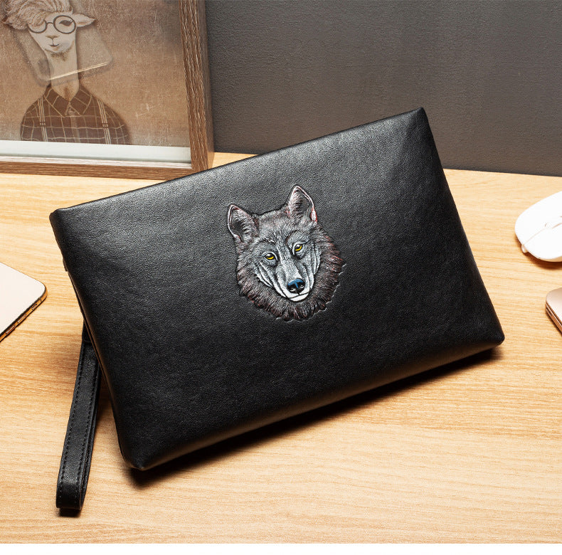 Men's Clutch Soft Leather Envelope First Layer Cowhide Large Men's Handbags