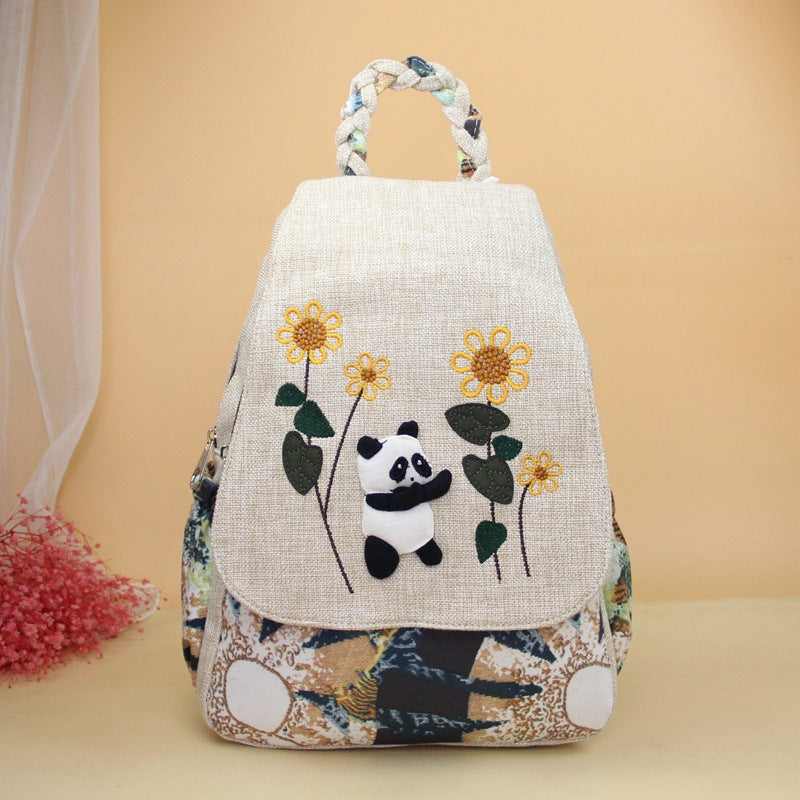 Panda Literary Fan Personality Fabric Leisure Bags