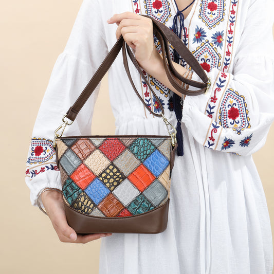 Genuine Leather Simple Personalized Ethnic Style Shoulder Bags