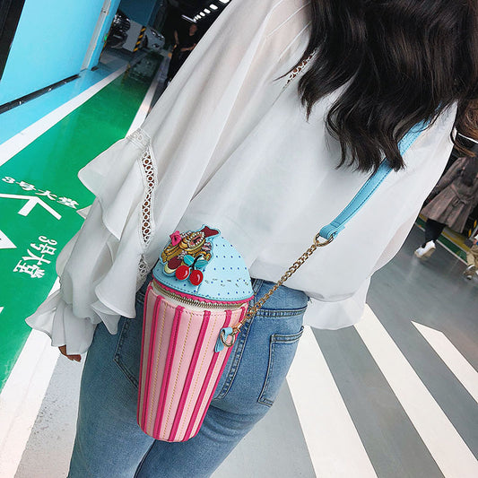 Women's Cute Ice Cream Trendy Striped Korean Shoulder Bags