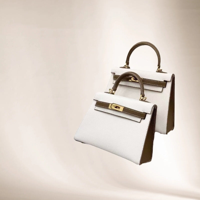 Women's Genuine Leather Color Matching Palm Print Crossbody Bags