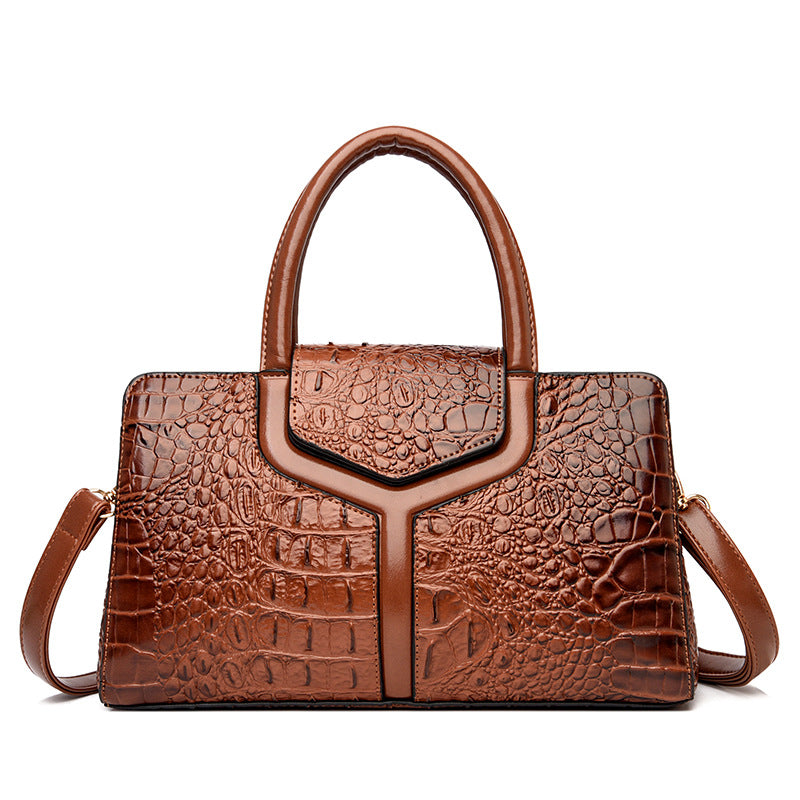 Women's Portable Female Crocodile Pattern Fashion Retro Shoulder Bags