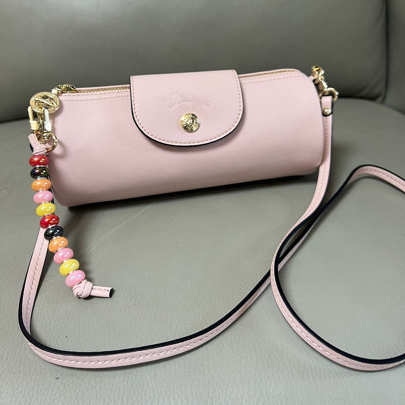 Beaded Dumpling Pen Portable Cowhide Mini Crossbody Bags