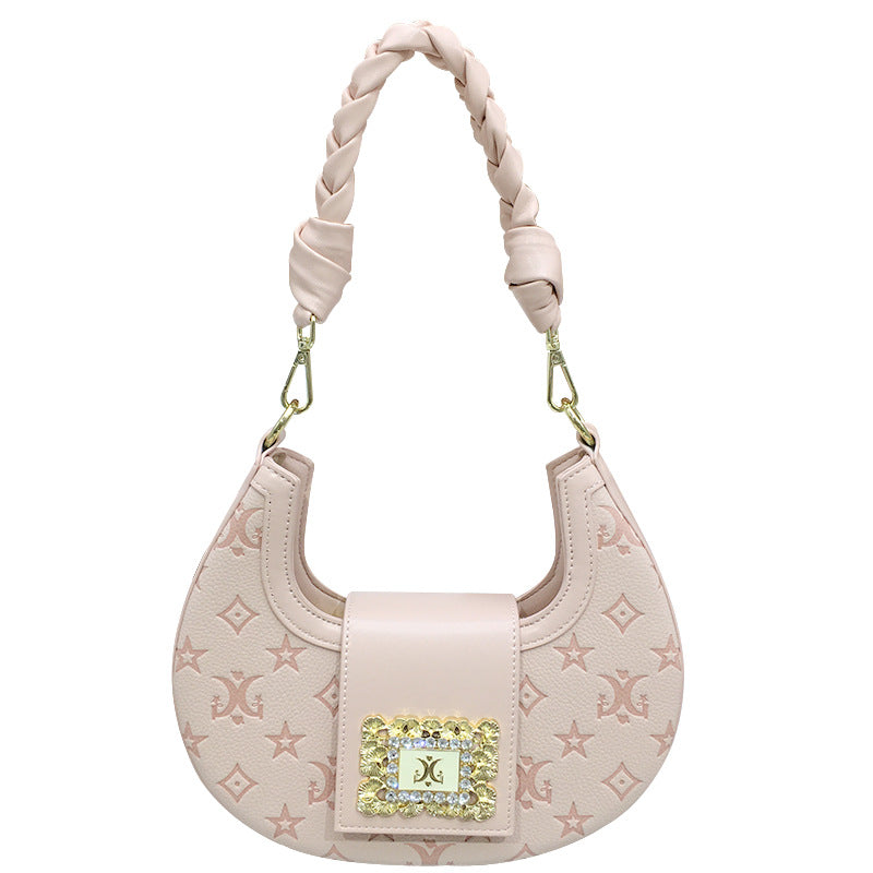 Women's Crescent Moon Hand-woven Twist Braid Shoulder Bags