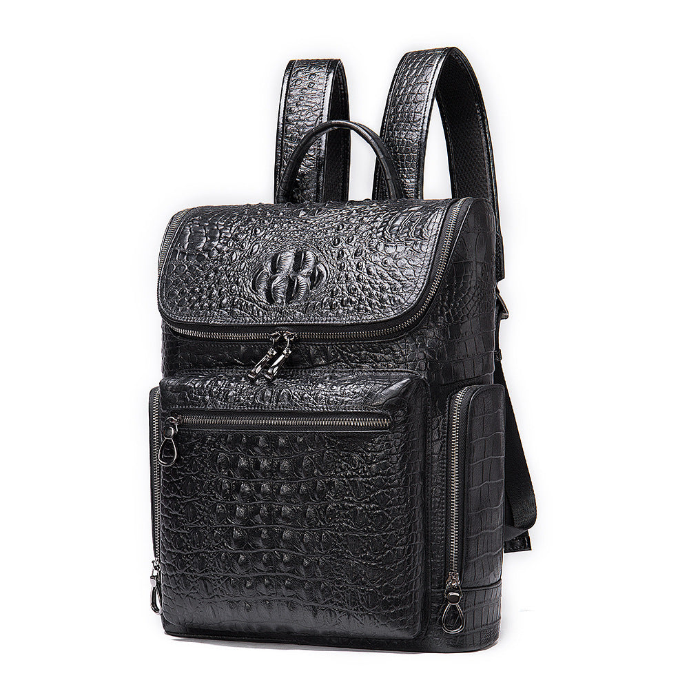 Men's Crocodile Pattern Genuine Leather Fashion Trends Backpacks