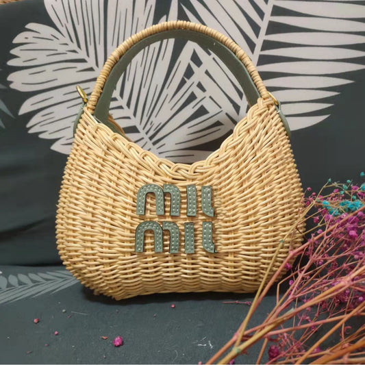 Home Rattan Weave Primary Color Hand-woven Handbags