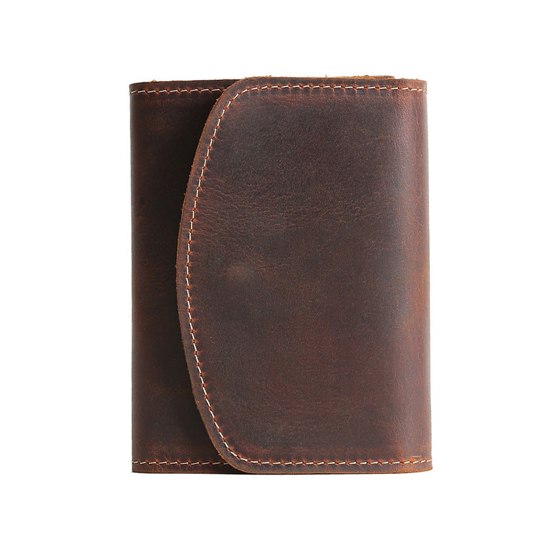 Women's & Men's Retro First Layer Cowhide Short Genuine Purses