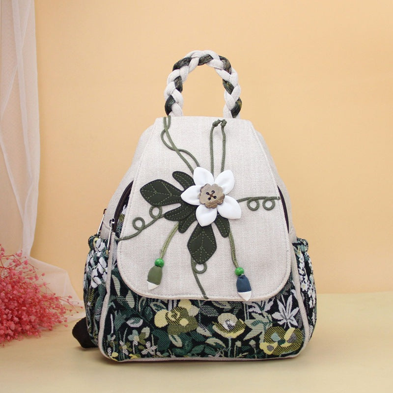 Women's Artistic Crafts Fabric Flower Ethnic Style Backpacks