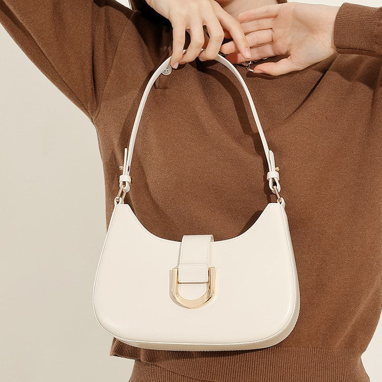 Women's Fashion Commuter Cowhide Baguette Underarm Versatile Crossbody Bags