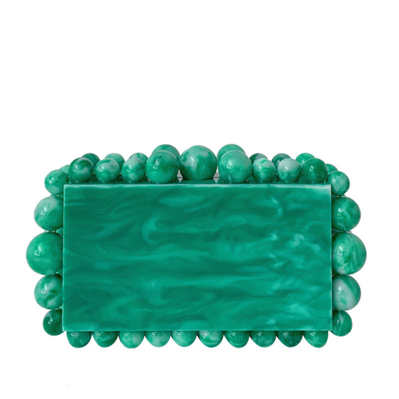 Women's Trendy Acrylic Cloud Glue Beads Clutch Evening Bags