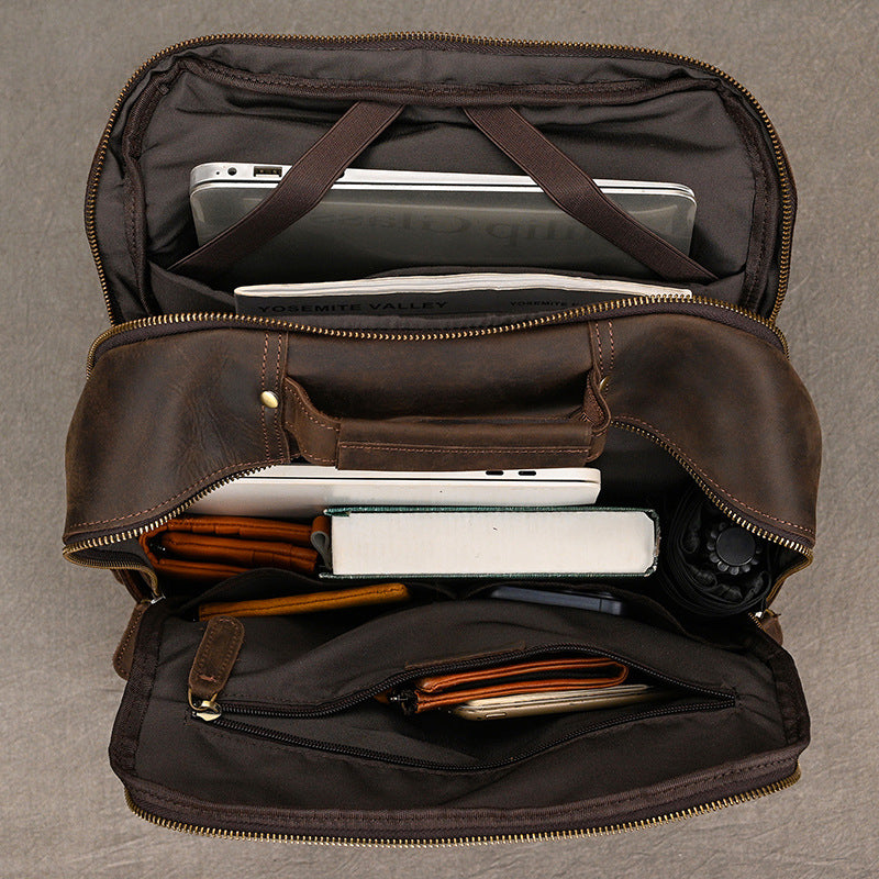 Men's Horse Leather Inch Retro Computer Backpacks
