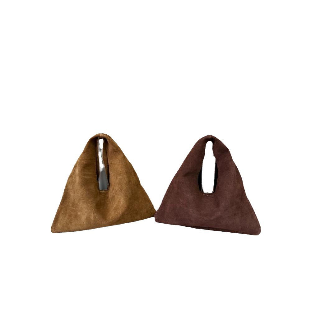 Women's Suede Matte Cowhide Triangle Genuine Leather Shoulder Bags