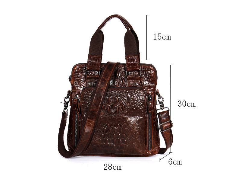 Men's Wax Leather First Layer Cowhide Vertical Men's Handbags
